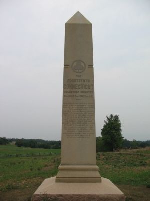 Front Side of 14th Conn. Monument. Click for full size. Front Side of 14th Conn. Monument image. Click for full size.