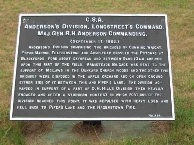 Anderson's Division, Longstreet's Command Tablet image. Click for full size.
