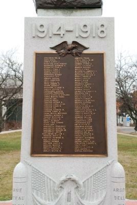 Rear of Monument and List of 101 Belmar Servicemen, and one servicewoman, who served image. Click for full size.