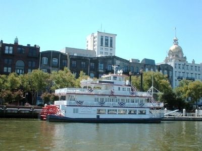 City Hall's Gold Dome, on right, as seen from the Savannah River image. Click for full size.