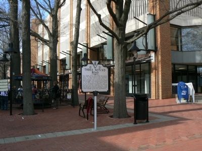 The marker on the pedestrian mall in the historic district of Charlottesville. image. Click for full size.