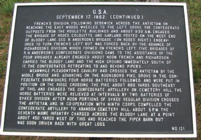 September 16, 1862 (Continued) Marker. Click for full size. September 16, 1862 (Continued) Marker image. Click for full size.