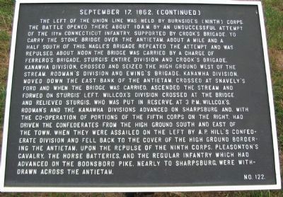 September 17, 1862 (Continued) Marker image. Click for full size.
