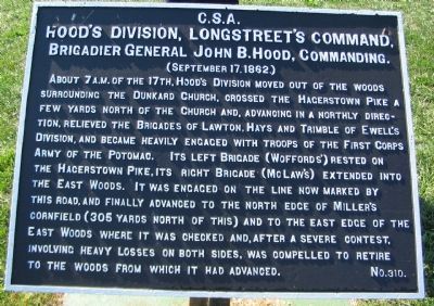 Hood's Division, Longstreet's Command Marker. Click for full size. Hood's Division, Longstreet's Command Marker image. Click for full size.