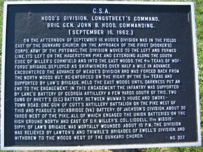 Hood's Division, Longstreet's Command Marker. Click for full size. Hood's Division, Longstreet's Command Marker image. Click for full size.