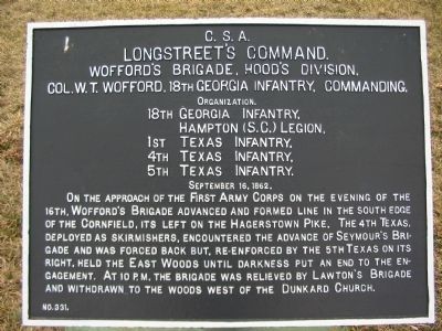 Longstreet's Command Marker. Click for full size. Longstreet's Command Marker image. Click for full size.