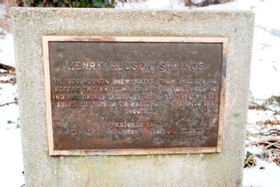 Henry Hudson Springs Historic Plaque. Click for full size. Henry Hudson Springs Historic Plaque image. Click for full size.