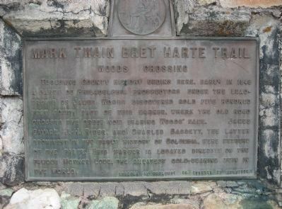 Mark Twain Bret Harte Trail - Woods Crossing Marker image. Click for full size.