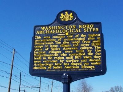 Washington Boro Archaeological Sites Marker image. Click for full size.