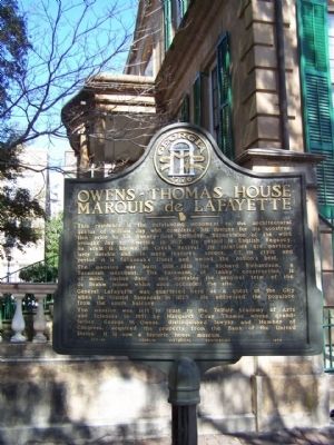 Owens-Thomas House Marquis de Lafayette Marker image. Click for full size.