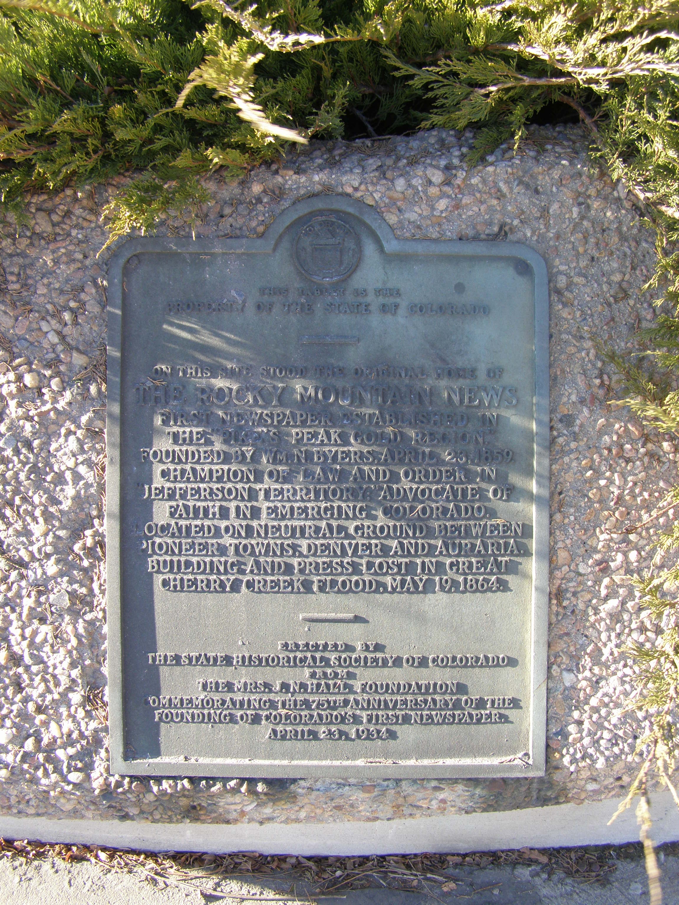 The Rocky Mountain News Marker