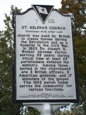 St. Helena's Church Marker </b>(reverse) image. Click for full size.