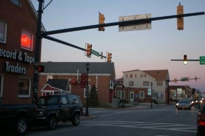 The marker, as seen when travelling east.. Click for full size. The marker, as seen when travelling east. image. Click for full size.