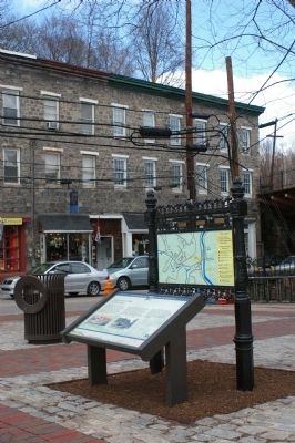 Marker and Main Street (the National Road) in Ellicott City. Click for full size. Marker and Main Street (the National Road) in Ellicott City image. Click for full size.