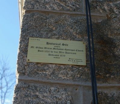 Plaque on Mt. Gilboa African Methodist Episcopal Church image. Click for full size.