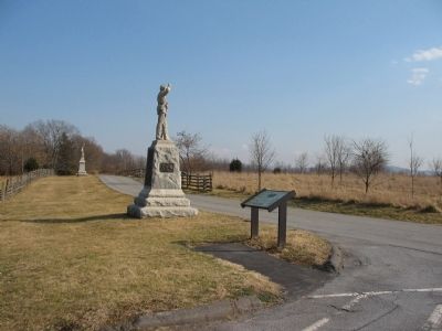 4th Pennsylvania Reserves Monument and an Interpretive Marker at Stop Two. Click for full size. 4th Pennsylvania Reserves Monument and an Interpretive Marker at Stop Two image. Click for full size.