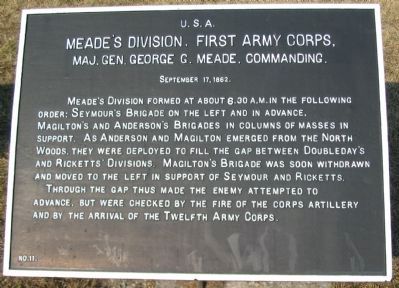 Meade's Division, First Army Corps Marker image. Click for full size.