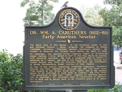 Dr. Wm. A. Caruthers (1802~46) Early American Novelist Marker image. Click for full size.