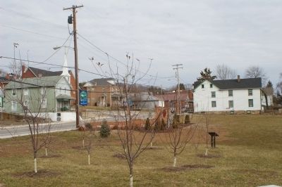 Fruit trees, the marker and the National Road. Click for full size. Fruit trees, the marker and the National Road image. Click for full size.