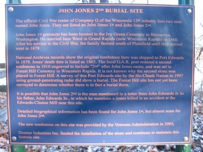 John Jones 2nd Burial Site Marker image. Click for full size.