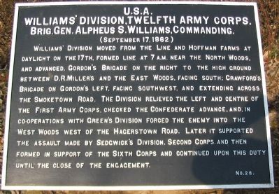 William's Division, Twelfth Army Corps Marker image. Click for full size.