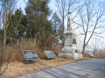 Three War Department Tablets flank the 12th Pennsylvania Cavalry Monument image. Click for full size.