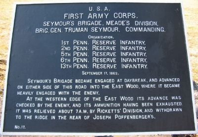 First Army Corps Marker. Click for full size. First Army Corps Marker image. Click for full size.