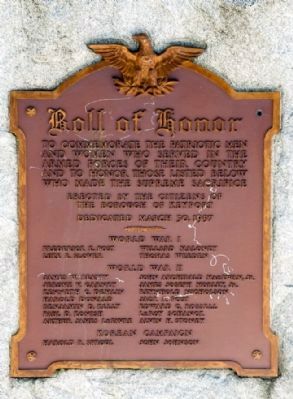 Roll of Honor Plaque. Click for full size. Roll of Honor Plaque image. Click for full size.