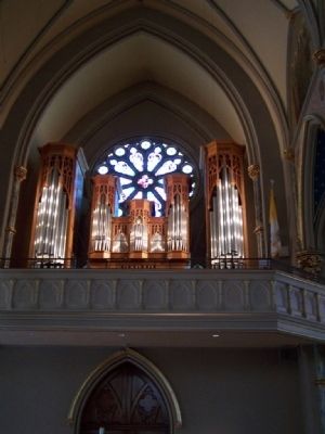 The organ in the upper balcony of St. John the Baptist image. Click for full size.