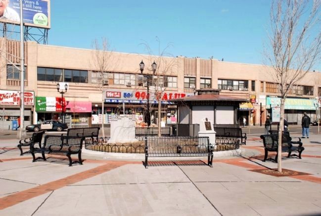 U.S.S. Maine Memorial in the center of McGinley Square (on right). Click for full size. U.S.S. Maine Memorial in the center of McGinley Square (on right) image. Click for full size.