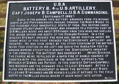 Battery B, 4th U.S. Artillery Marker image. Click for full size.