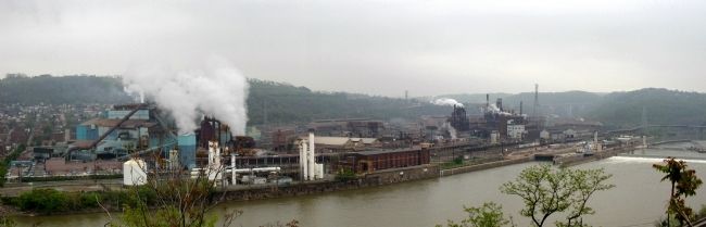 A view of Monongahela battlefield today, seen from the south side of Monongahela River.. Click for full size. A view of Monongahela battlefield today, seen from the south side of Monongahela River. image. Click for full size.
