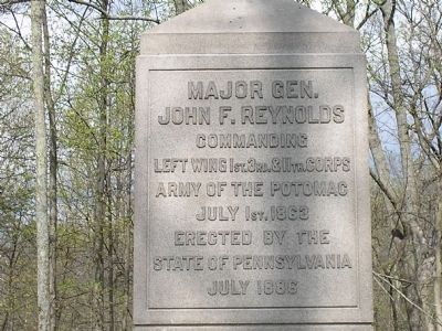 Closeup of the front of the Reynolds monument image. Click for full size.