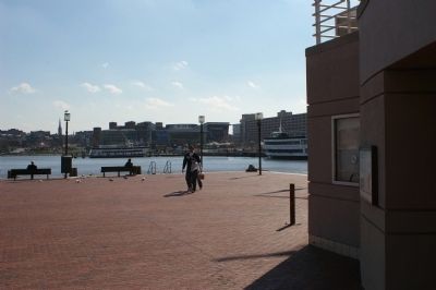 Marker, on the wall of the USS Constellation visitor center image. Click for full size.