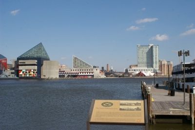 Marker with the Baltimore harbor in the background image. Click for full size.