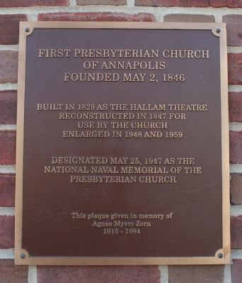 First Presbyterian Church of Annapolis Marker image. Click for full size.