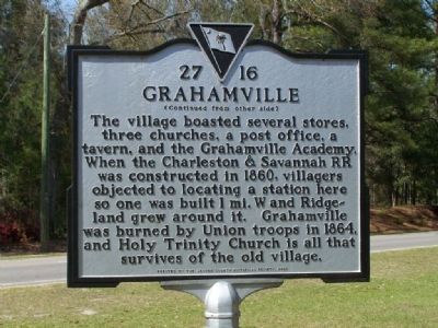 Grahamville Marker (back). Click for full size. Grahamville Marker (back) image. Click for full size.