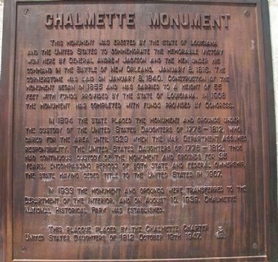 Chalmette Monument Marker </b>(Main Marker) image. Click for full size.