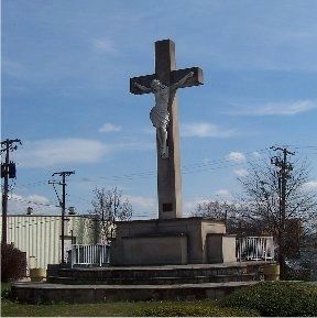 Close up of the crucifix. The marker is the dark rectangle near the base.. Click for full size. Close up of the crucifix. The marker is the dark rectangle near the base. image. Click for full size.