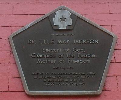 In Memory of Dr. Lillie May Jackson Marker image. Click for full size.