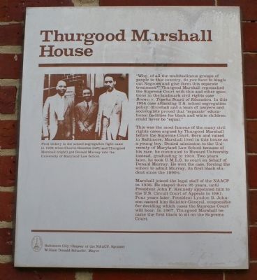 Thurgood Marshall House Marker image. Click for full size.