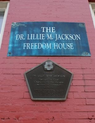 The Dr. Lillie May Jackson Freedom House sign image. Click for full size.