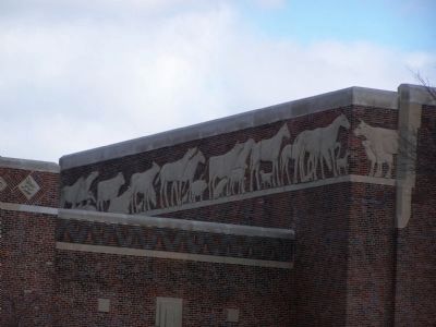 Detail of Art Work at Top of Building. image. Click for full size.