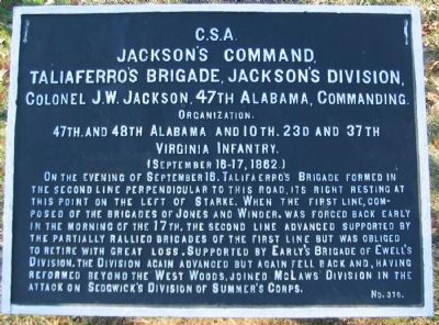 Taliaferro's Brigade Tablet. Click for full size. Taliaferro's Brigade Tablet image. Click for full size.
