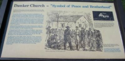 Dunker Church - "Symbol of Peace and Brotherhood" Marker. Click for full size. Dunker Church - "Symbol of Peace and Brotherhood" Marker image. Click for full size.