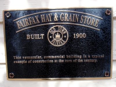 Fairfax Hay & Grain Store Marker. Click for full size. Fairfax Hay & Grain Store Marker image. Click for full size.