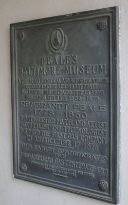 Peale's Baltimore Museum Marker. Click for full size. Peale's Baltimore Museum Marker image. Click for full size.