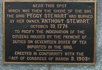 Burning of the Brig "Peggy Stewart" Marker image. Click for full size.