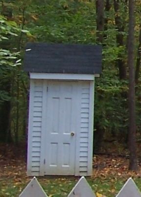"Simplex" Portable Out-house, 4 ft. square. image. Click for full size.