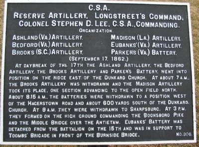 Reserve Artillery, Longstreet's Command Marker. Click for full size. Reserve Artillery, Longstreet's Command Marker image. Click for full size.